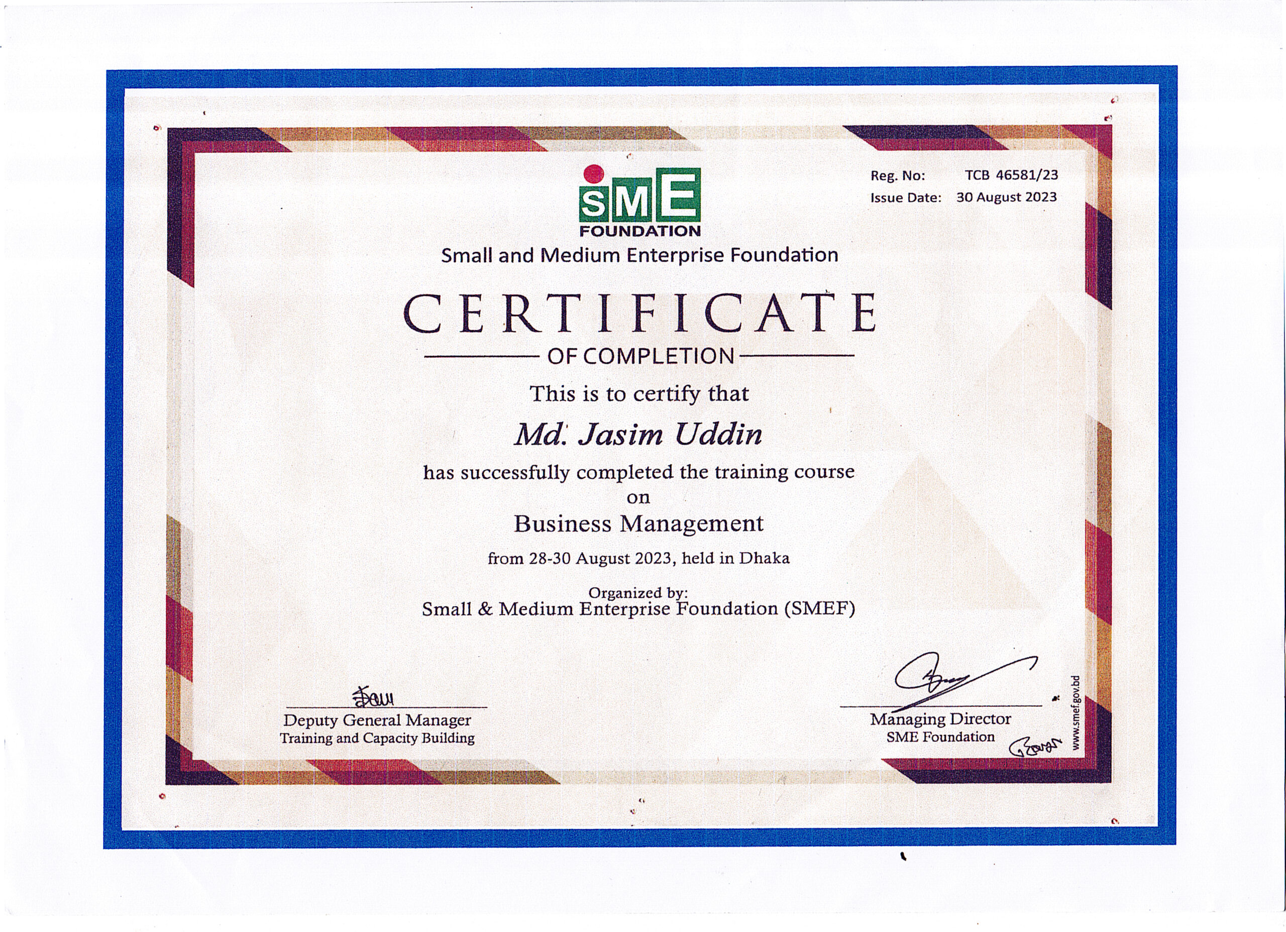 SME Certificate